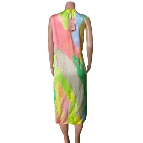 NWT Stine Goya Hedy Satin‎ Fireworks Print Draped Sleeveless Dress Size M - Picture 12 of 16